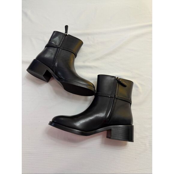 Tory Burch Miller 45MM Leather Ankle Bootie in Black Size Size 6.5 6 1/2 - Picture 10 of 14